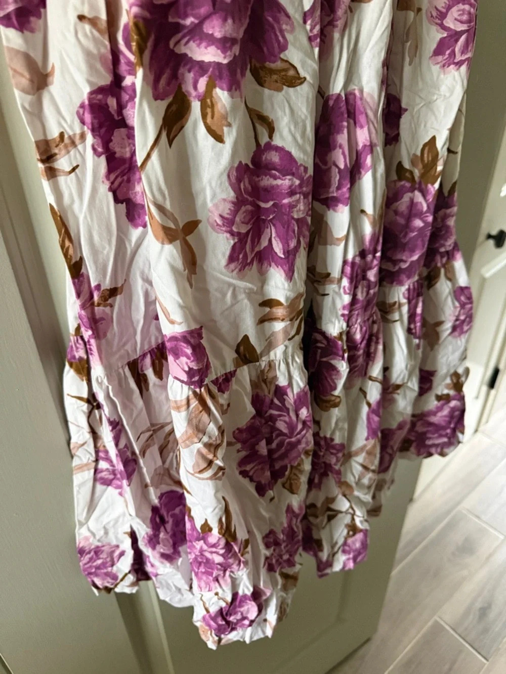 Abercrombie & Fitch White Maxi Dress with Purple Floral Print